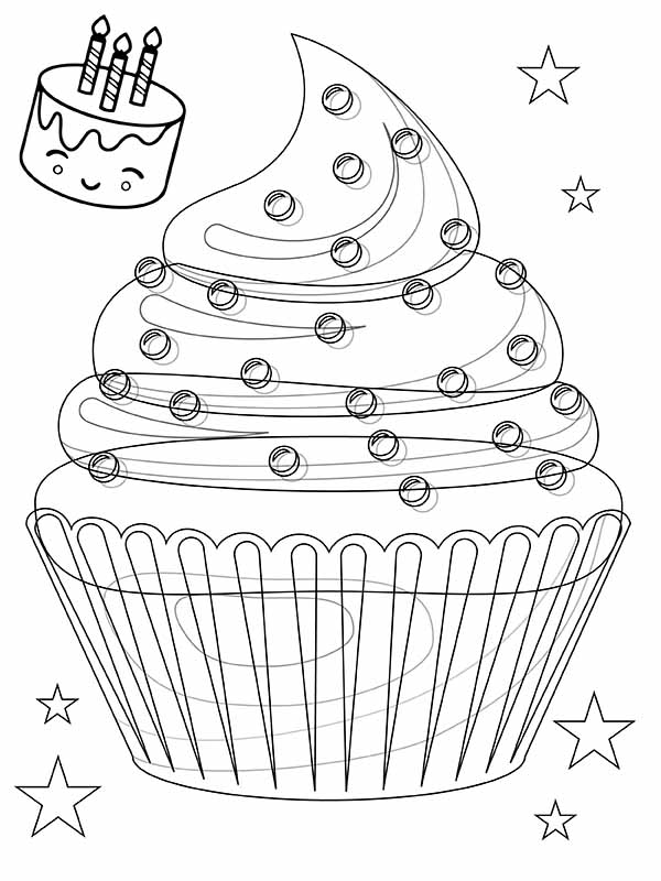 Birthday Cake and Cupcake Coloring Page - Free Printable Coloring Pages for  Kids