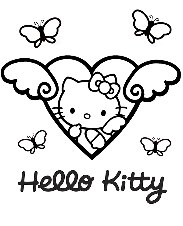 Printable Hello Kitty coloring sheet heart - Topcoloringpages.net