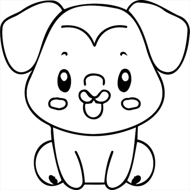 Premium Vector | Kawaii dog coloring page