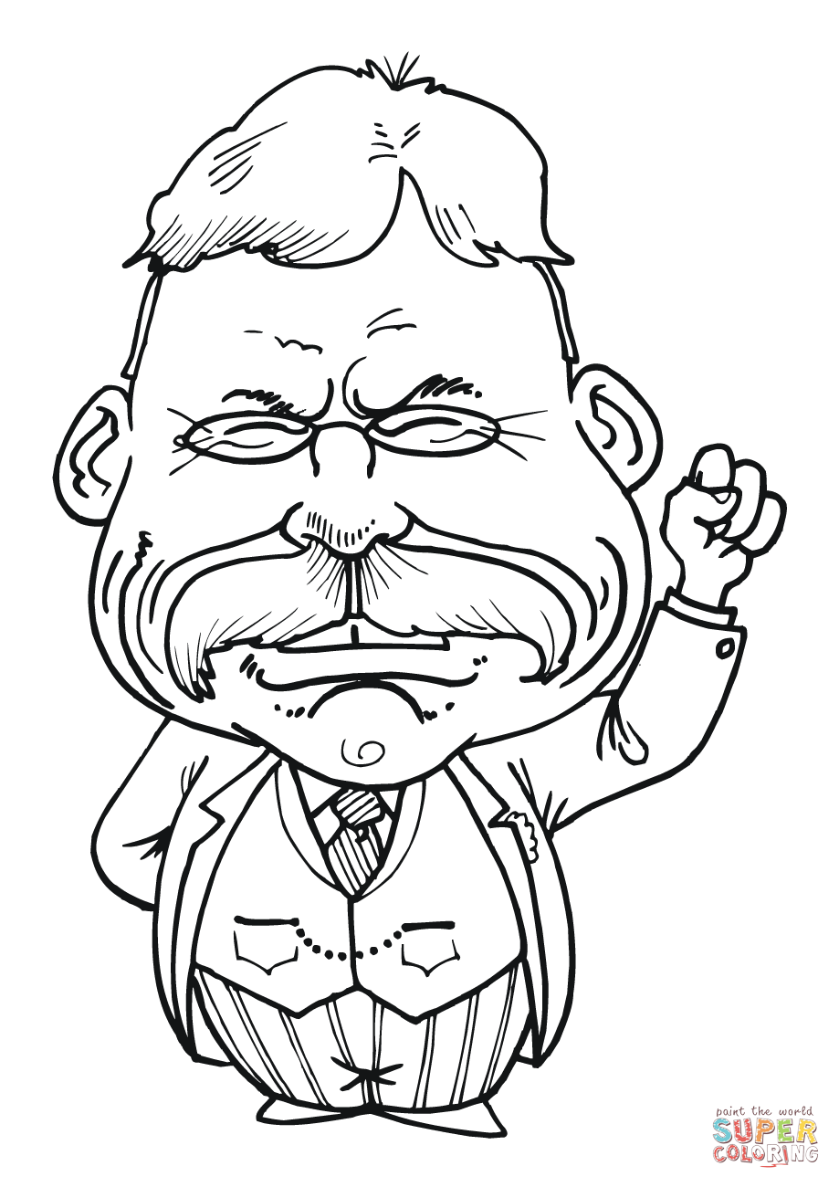 Theodore Roosevelt Caricature coloring page | Free Printable Coloring Pages