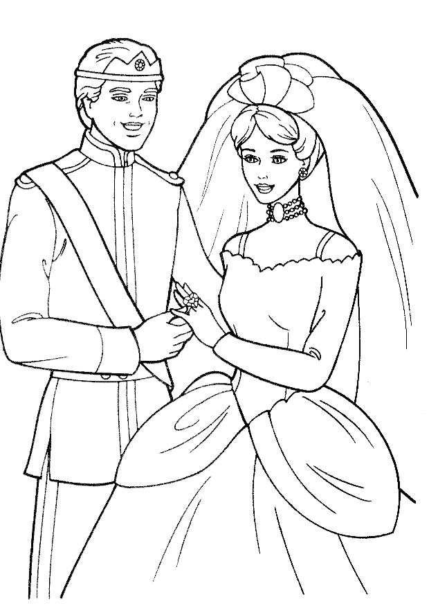 Free Kids Coloring: Barbie and Ken - Coloring 1