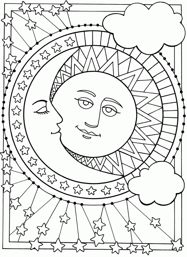 sun and moon and stars Colouring Pages (page 3)