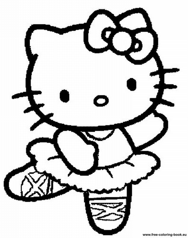 Dancing Hello Kitty Coloring Page