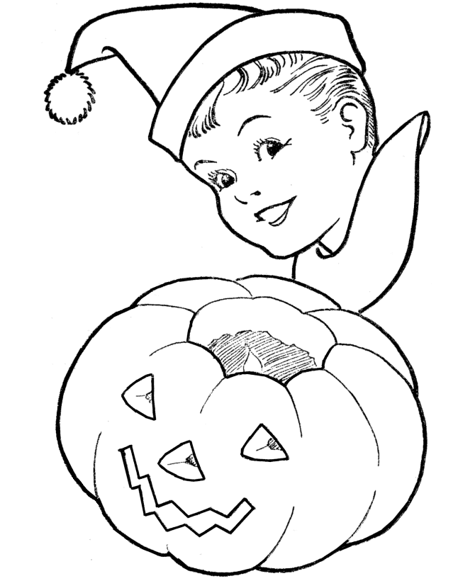 Halloween Coloring Page Sheets - Pumpkin / Boy / Hat coloring page 