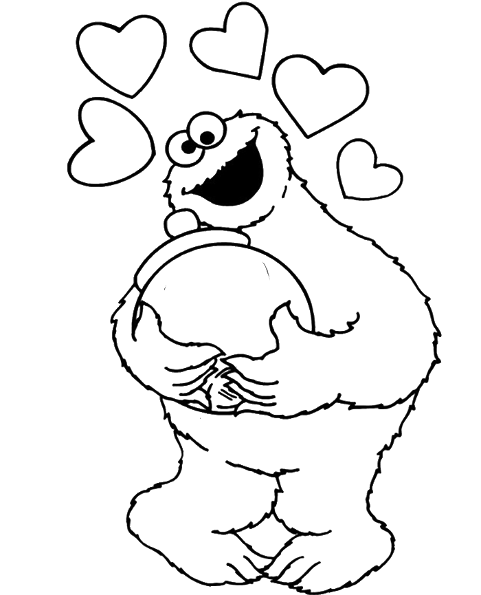 Love Cookie Monster Coloring Page - Cookie Monster Coloring Pages 