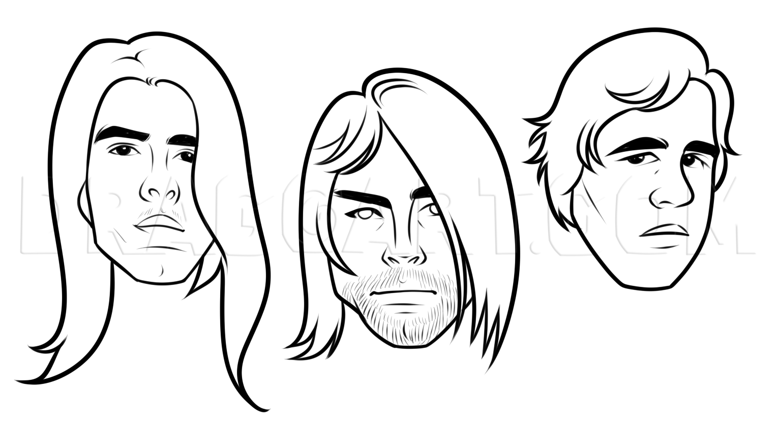 Nirvana Drawing Tutorial, Coloring Page, Trace Drawing