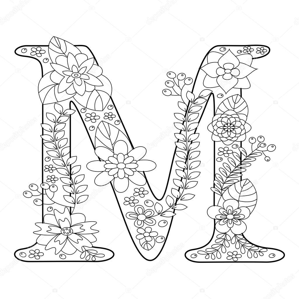 Letter M coloring book for adults vector — Stock Vector #109429554 |  Coloring books, Alphabet coloring pages, Coloring pages