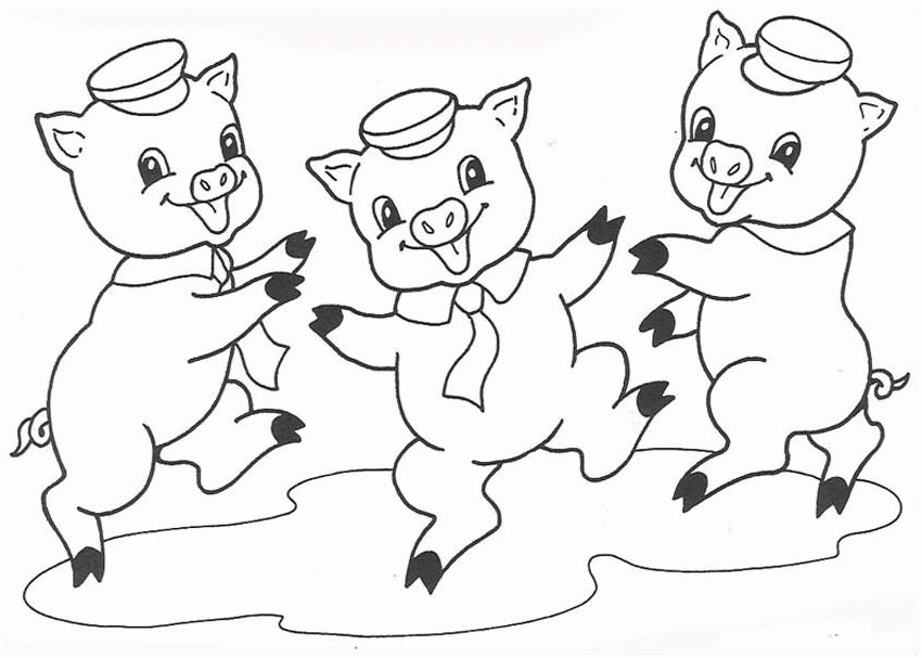 outline of three little pigs - Clip Art Library