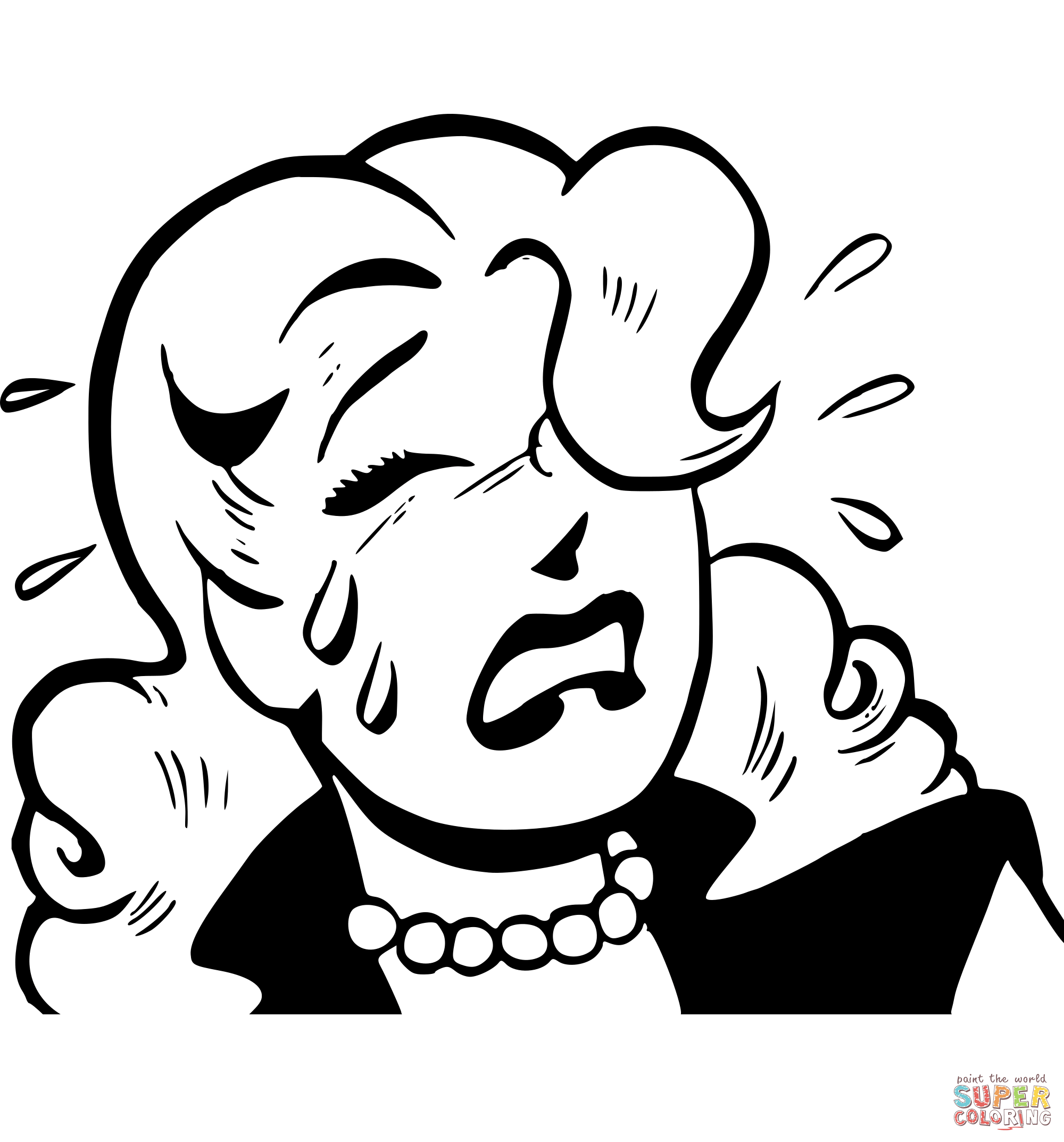 Vintage Crying Woman Cartoon coloring page | Free Printable Coloring Pages