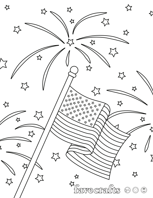 Patriotic Fireworks Coloring Page | FaveCrafts.com
