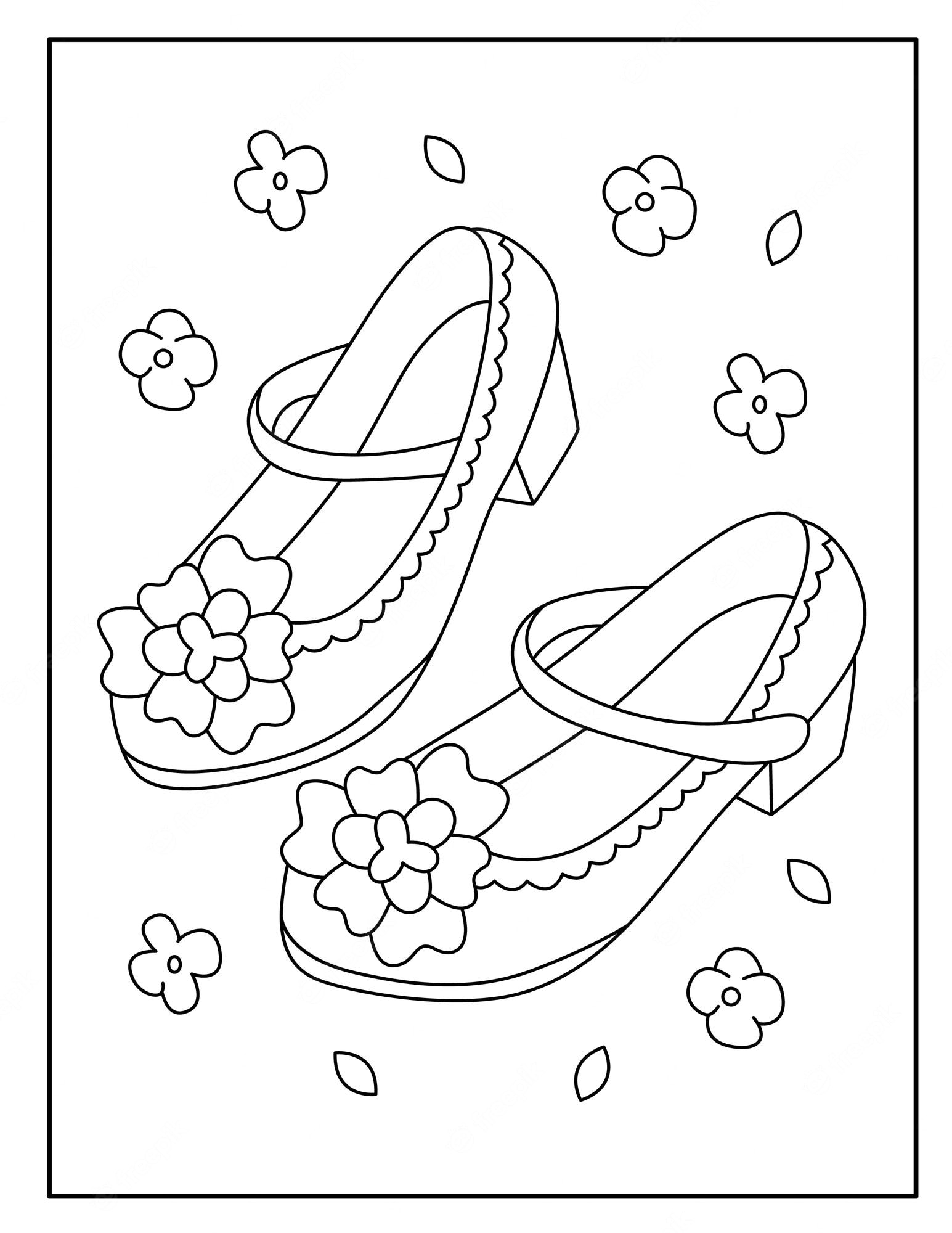 Premium Vector | Kids shoes coloring pages