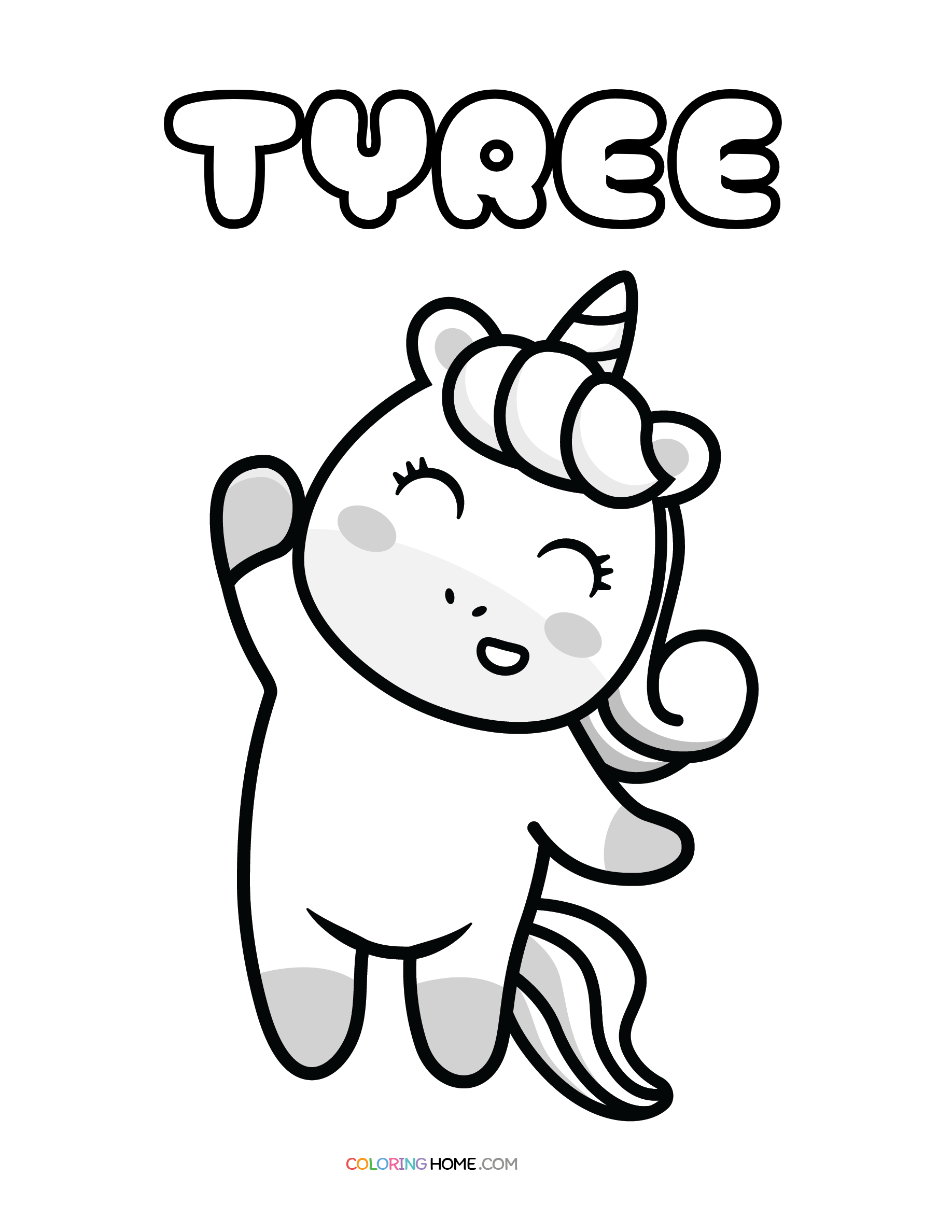 Tyree unicorn coloring page