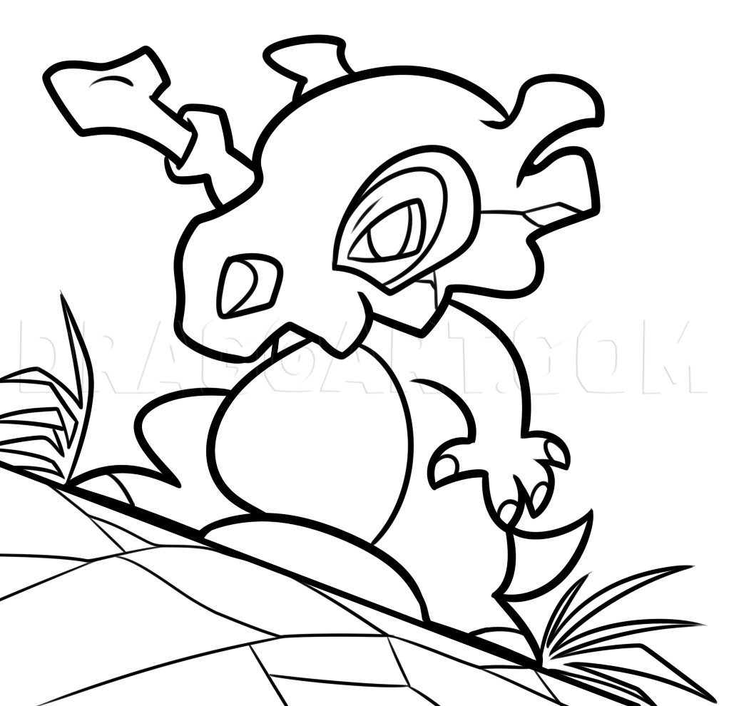 How to Draw Cubone, Coloring Page, Trace Drawing