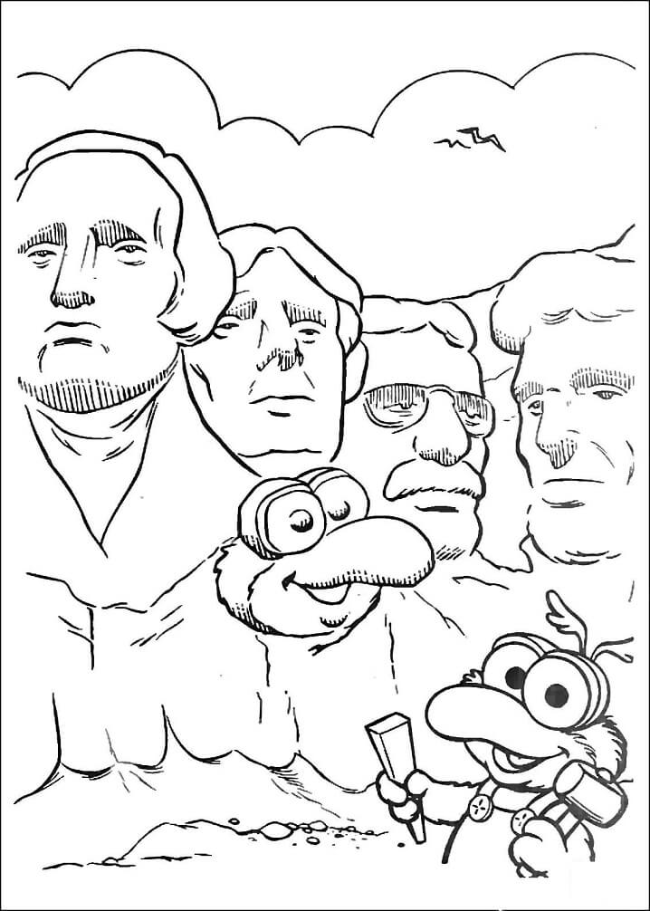 Baby Gonzo and Mount Rushmore National Coloring Page - Free Printable Coloring  Pages for Kids