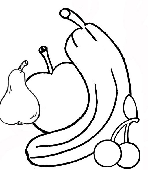 Coloring Pages Of Apples, Bananas, Cherries and Guavas | Color Udin