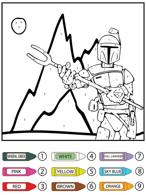 The Mandalorian Star Wars Color by Number Coloring Page - Free Printable Coloring  Pages for Kids