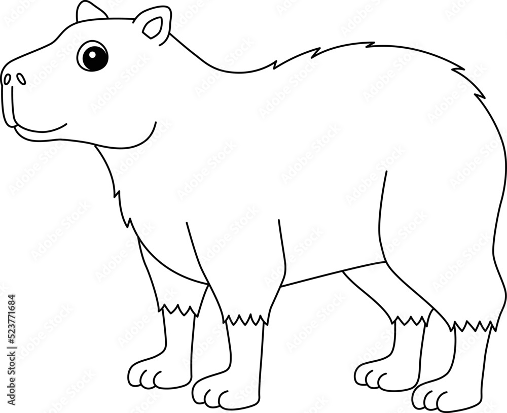 Capybara Animal Isolated Coloring Page for Kids Stock 벡터 | Adobe Stock