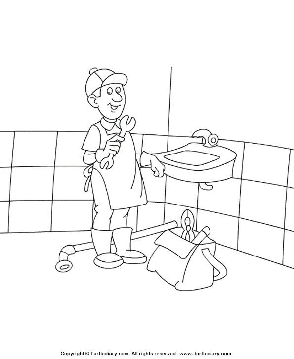 Plumber Coloring Page | Community helpers preschool crafts, Community  helpers preschool, Plumber