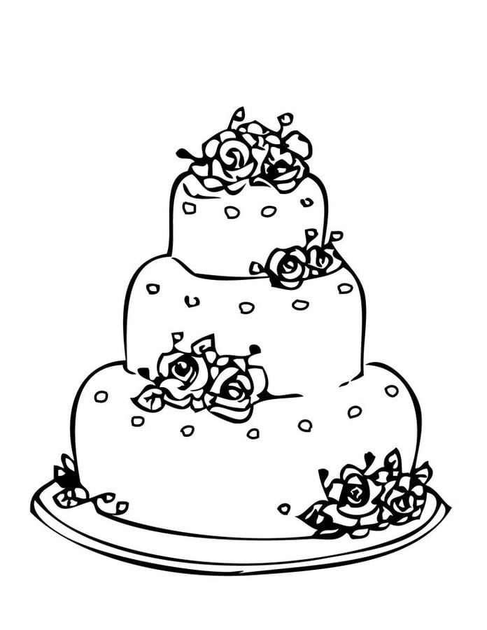 Coloring pages: Wedding Cake, printable for kids & adults, free