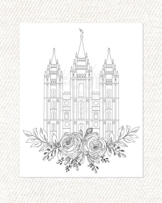 PRINTABLE Salt Lake City Utah LDS Temple Coloring Page PDF | Etsy