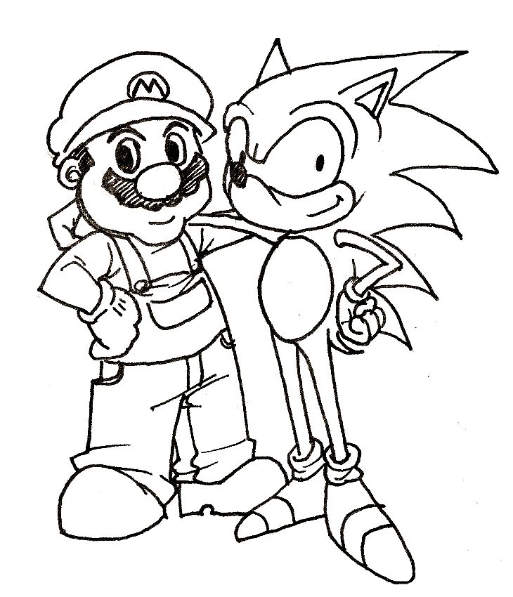 Printable coloring super sonic the hedgehog vs mario Mario vs ...