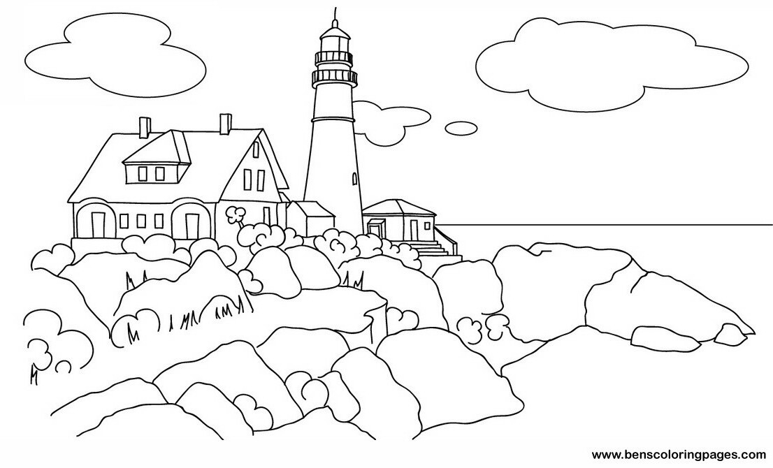 Maine light house free coloring book