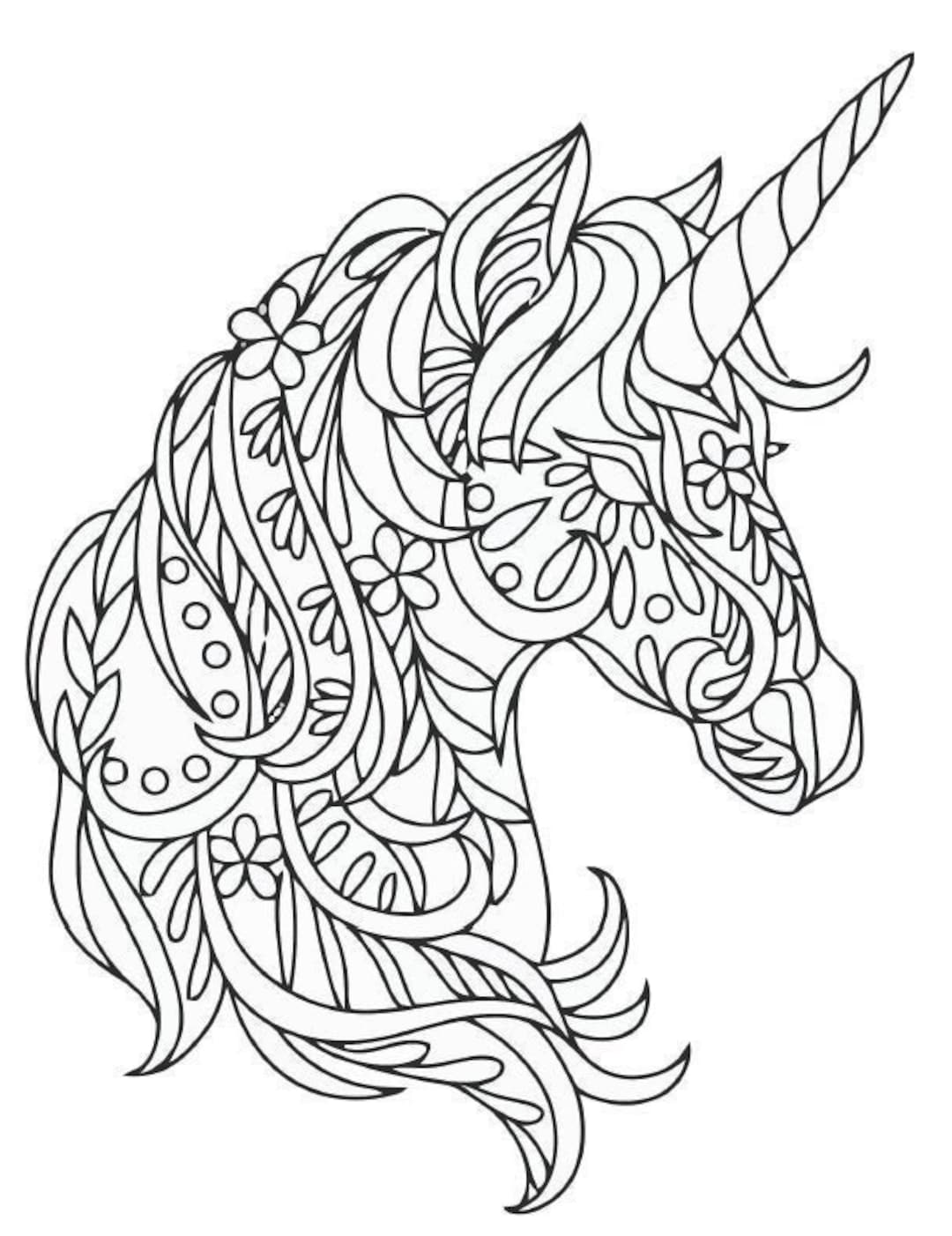 Unicorn Mandala Coloring Page - Etsy