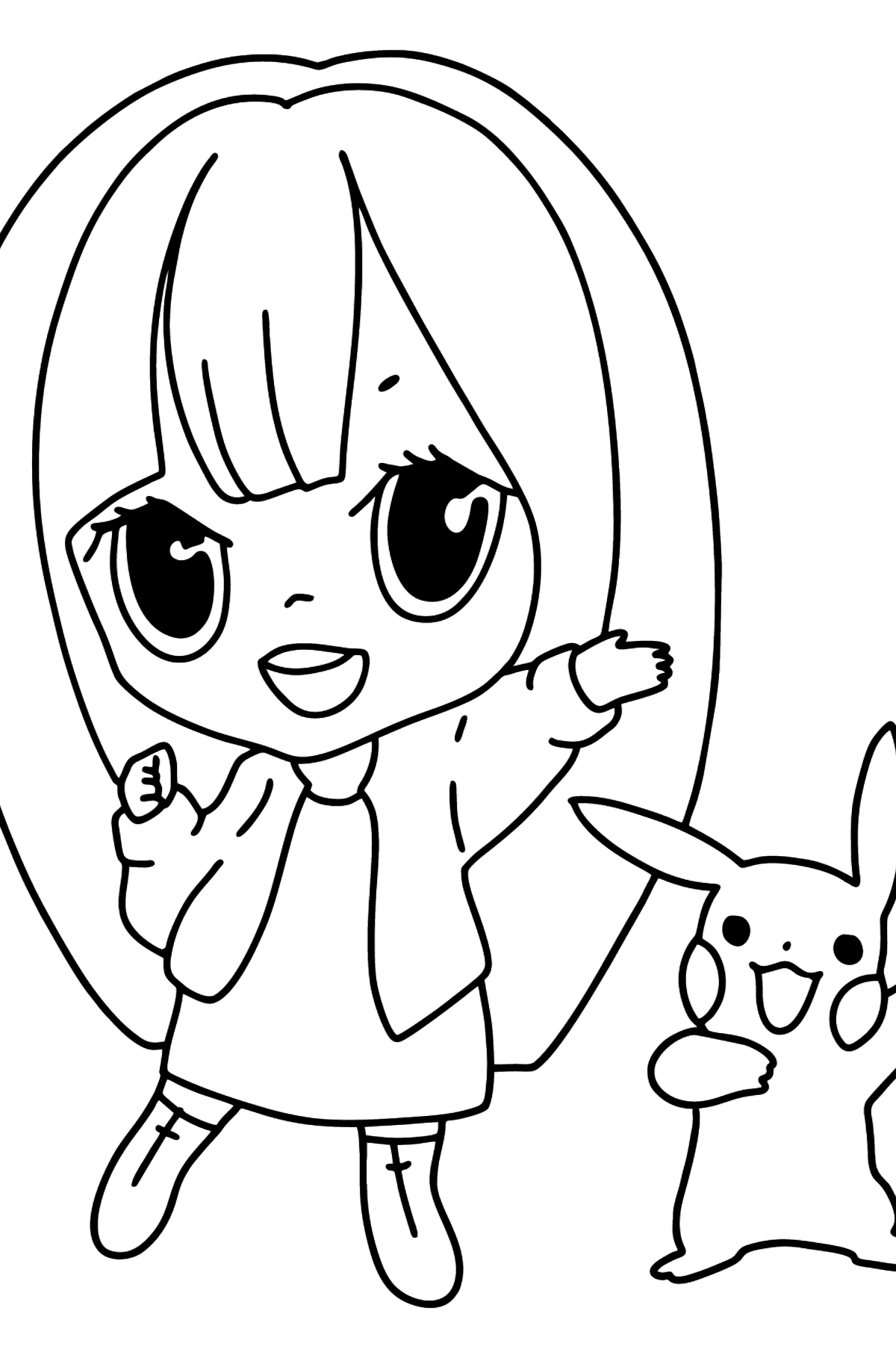 Anime Girl Kawaii Coloring Pages ♥ Online and Print for Free!