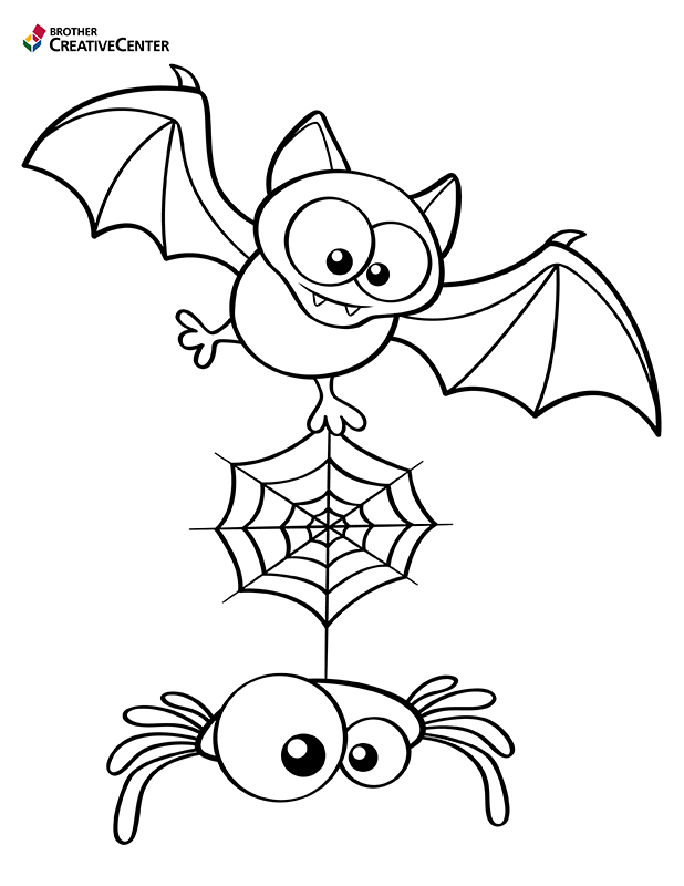 Free Printable Halloween Bat and Spider Colouring | Creative Center
