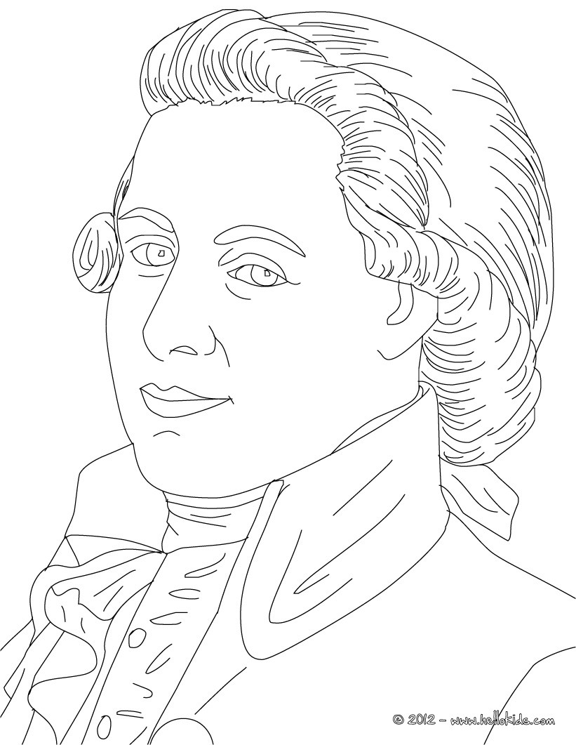 Wolfgang amadeus mozart famous austrian composer coloring pages -  Hellokids.com