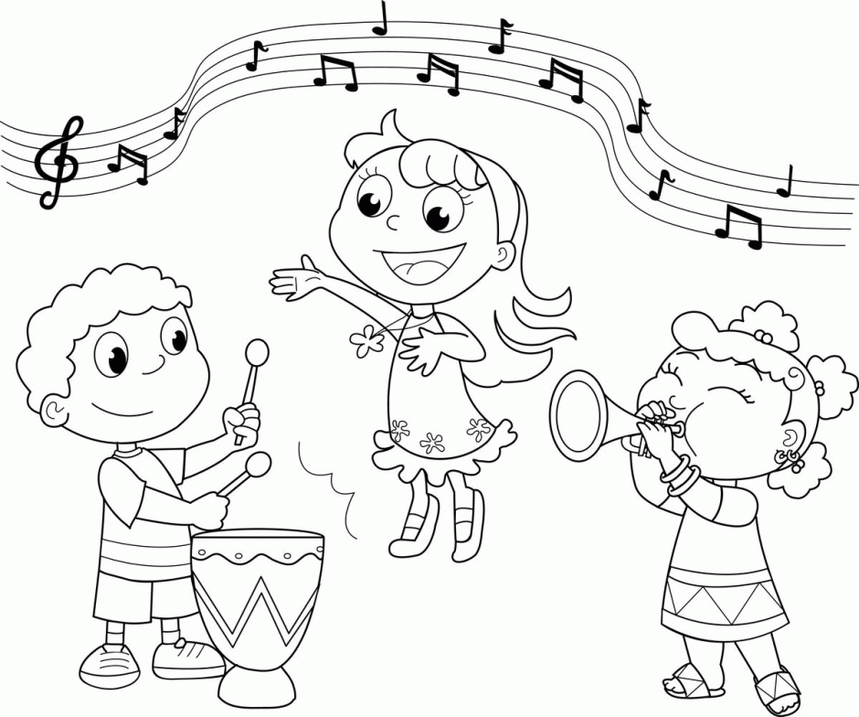 Coloring Pages | Kids Playing Wonderful Music Coloring Pages