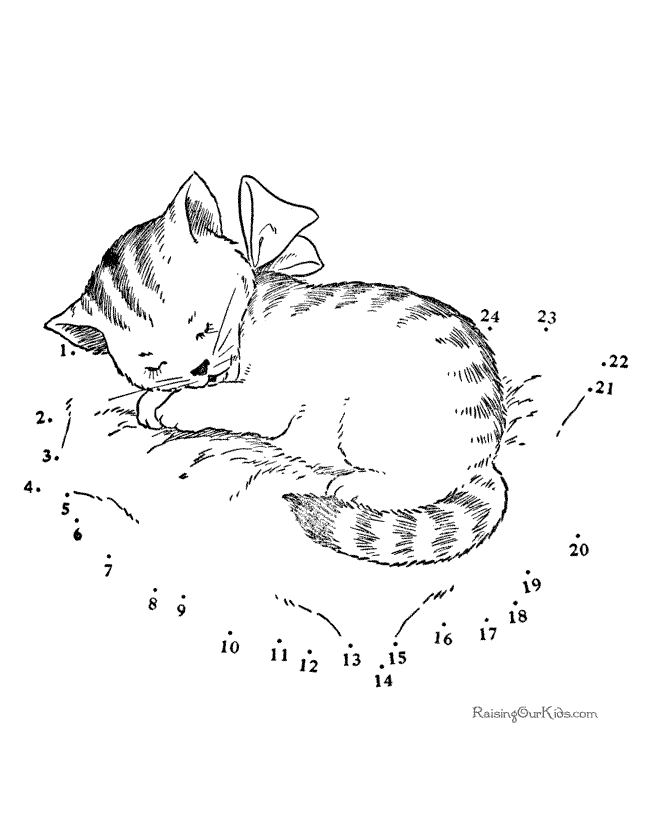 Sleeping Cat | Dot to Dot Worksheets