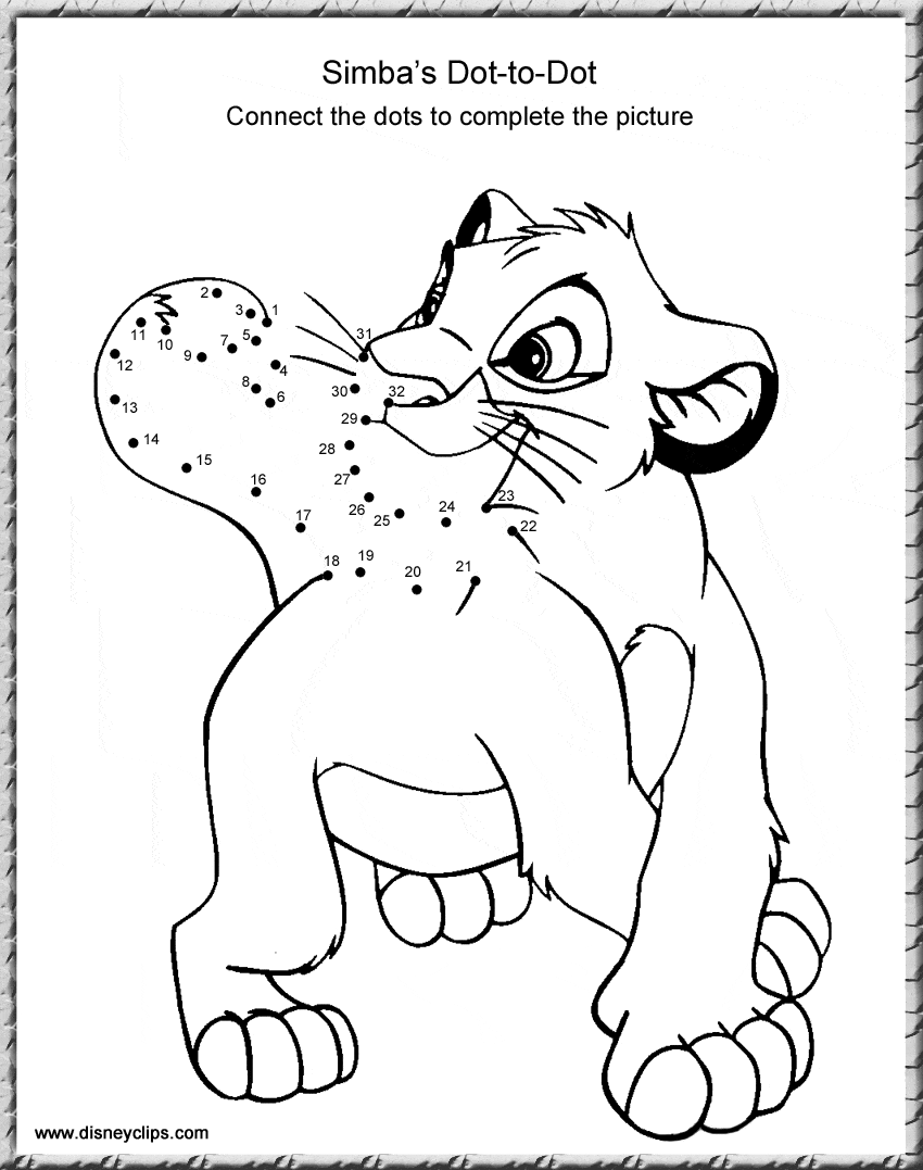 Printable Disney Dot-to-Dot Coloring Pages (2) | Disneyclips.com