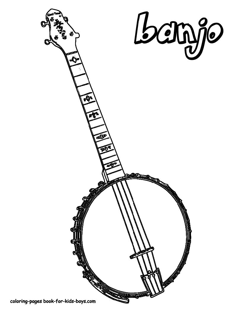 Coloring page | Chanson pingouin, Banjo, Instruments