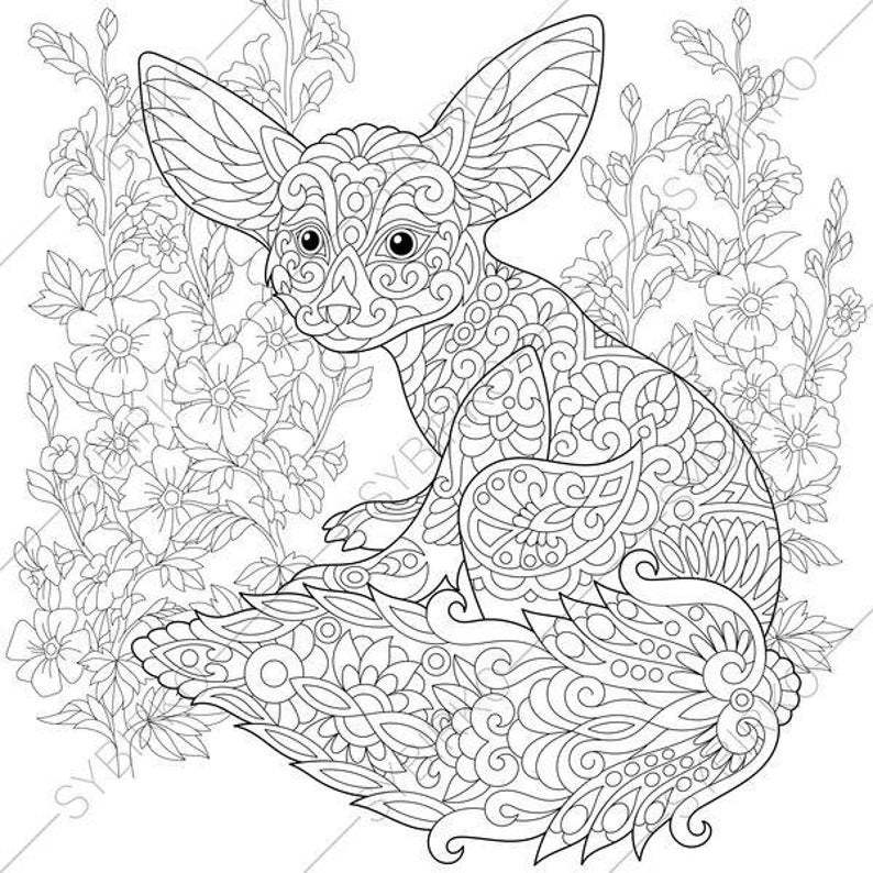 Coloring page fennec fox Cute fennec fox walks coloring page free ...