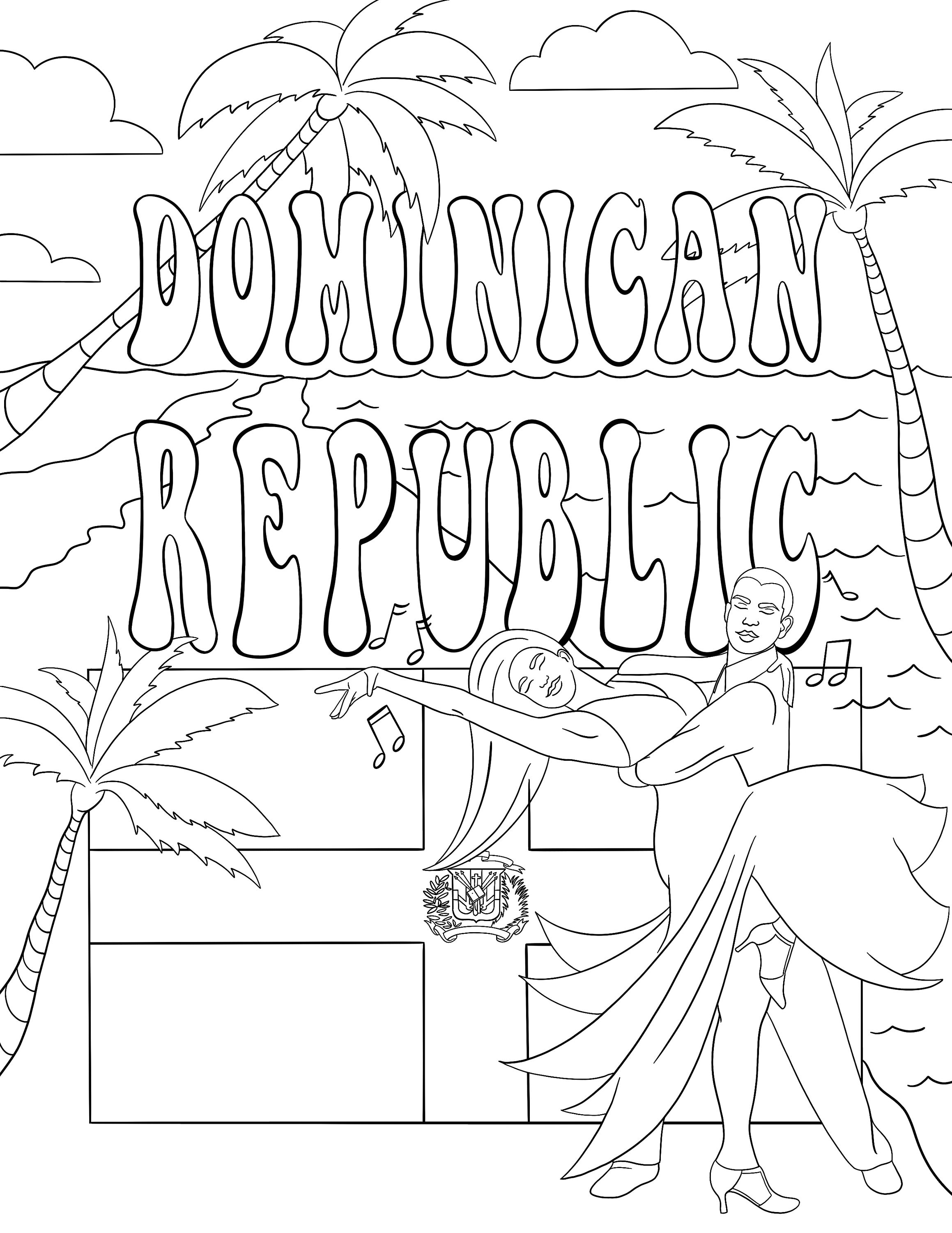 Dominican Republic Printable Coloring Page for Kids & Adults - Etsy