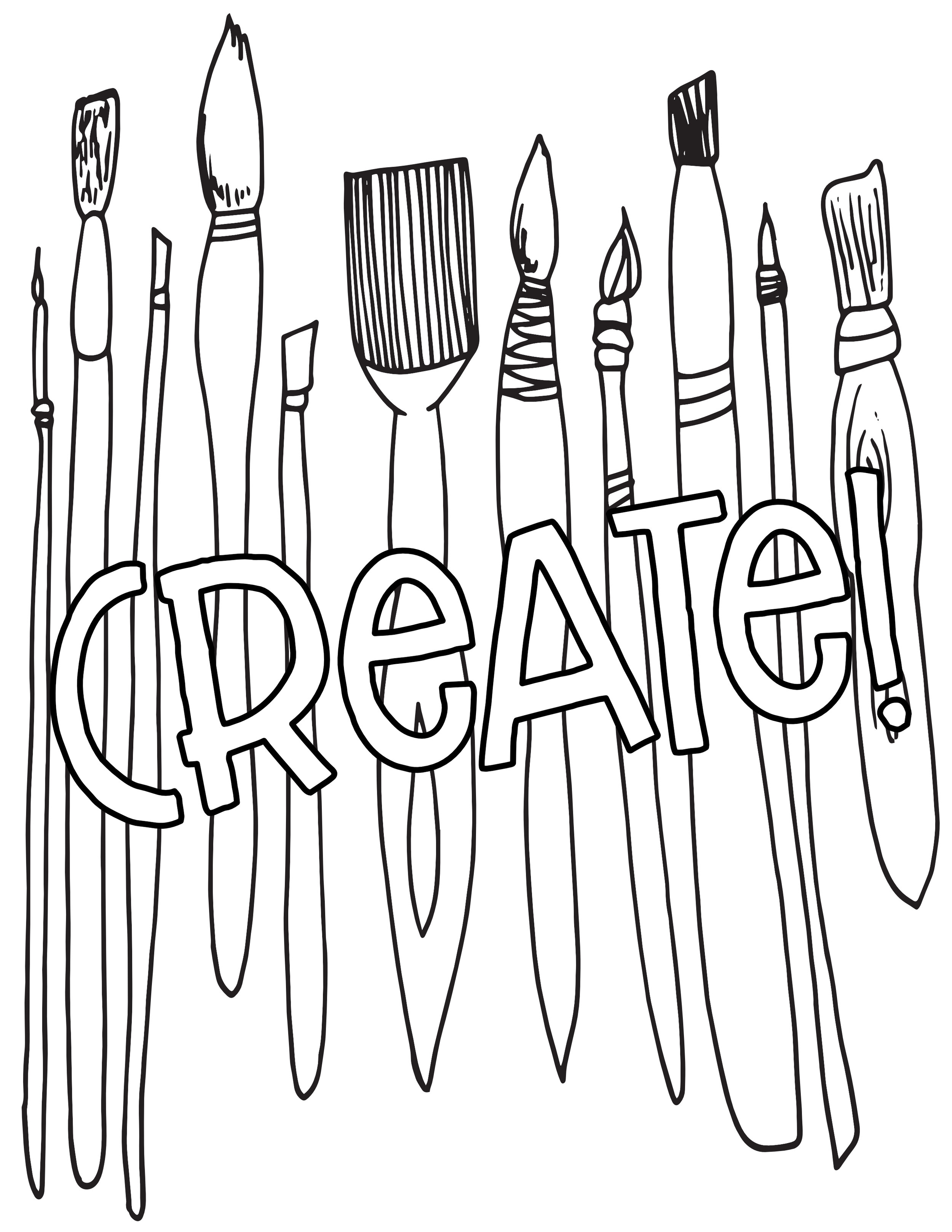 PAINT BRUSHES CREATE! - Free Coloring Page — Stevie Doodles