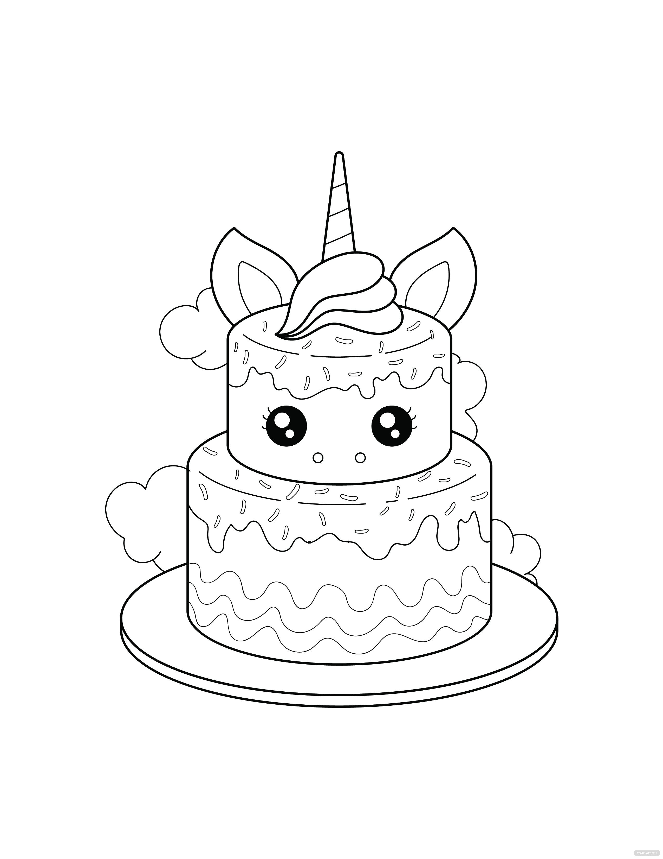 Free Unicorn Cake Coloring Page - EPS, Illustrator, JPG, PNG, PDF, SVG |  Template.net