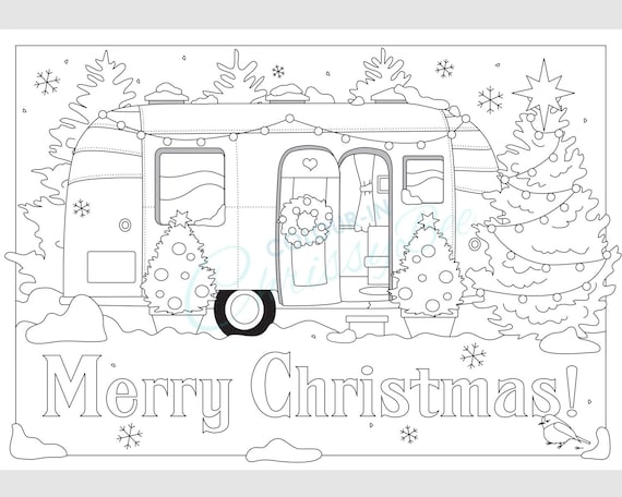 Airstream Coloring Page Christmas Coloring Pages Printable - Etsy