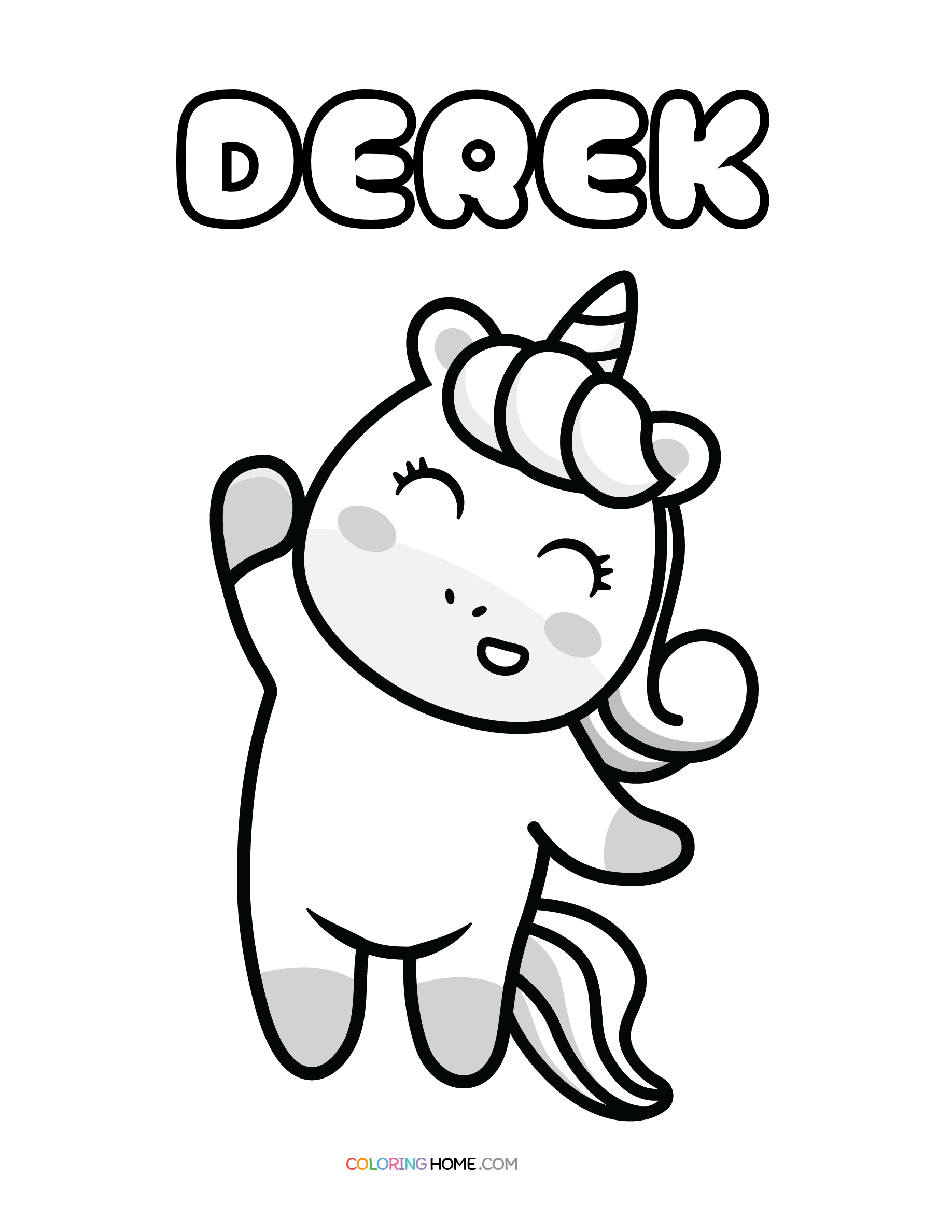 Derek unicorn coloring page