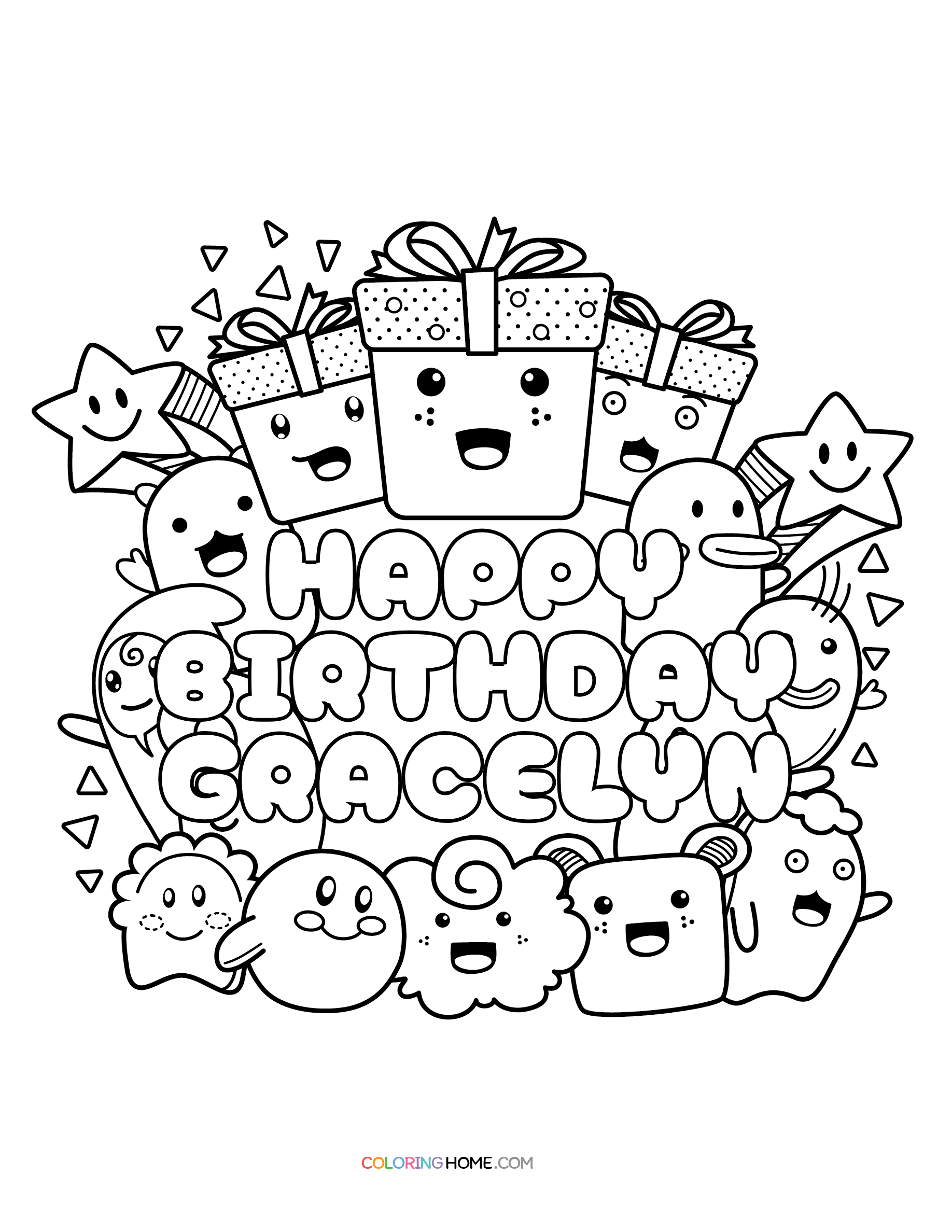 Happy Birthday Gracelyn coloring page