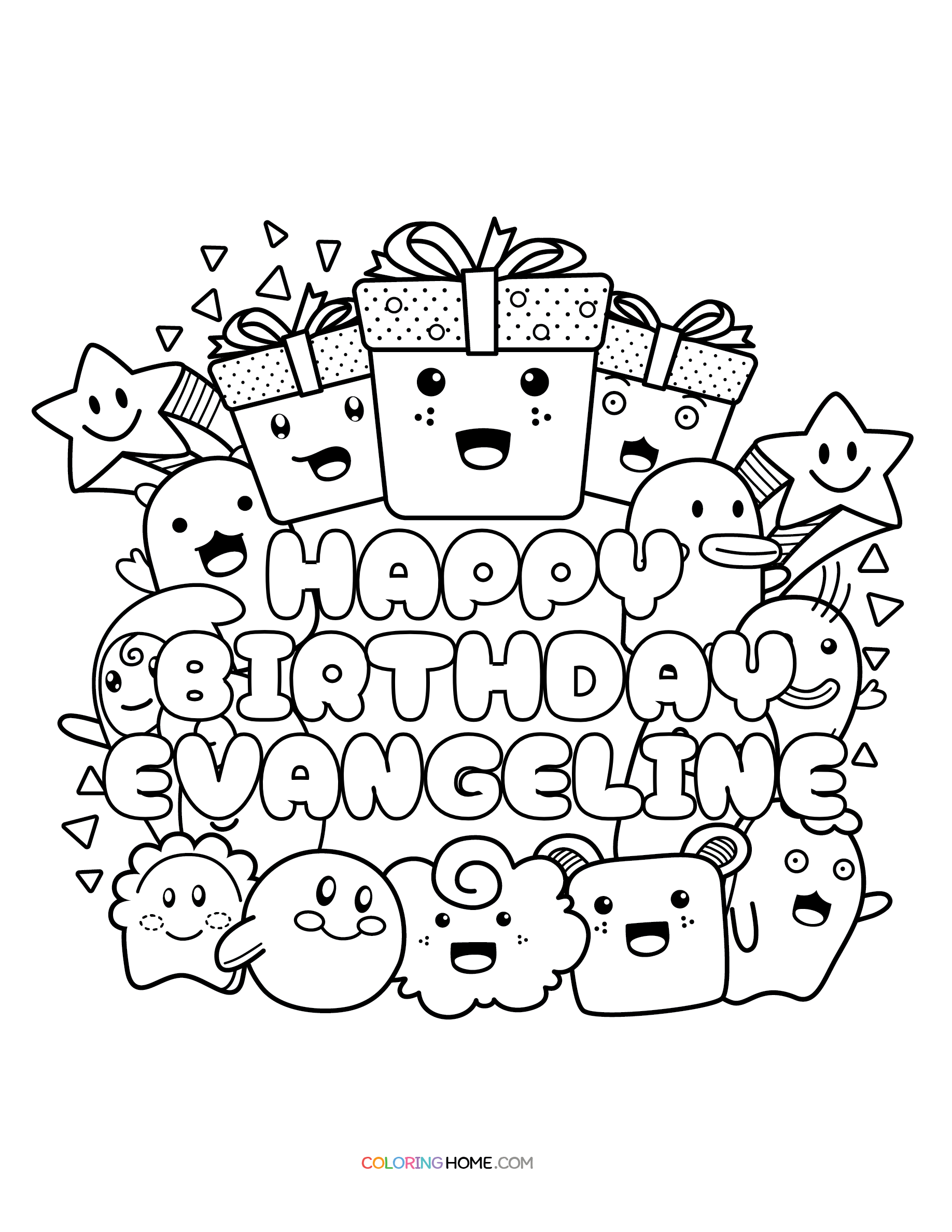 Happy Birthday Evangeline coloring page