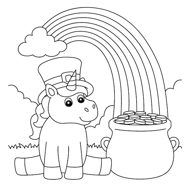 Premium Vector | St patrick day unicorn coloring page for kids