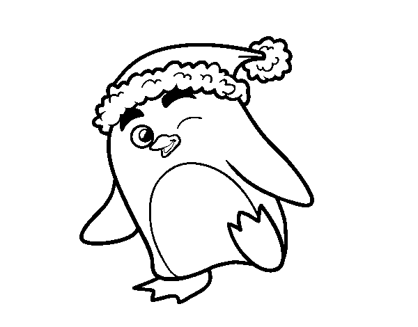 Penguin with Christmas hat coloring page - Coloringcrew.com