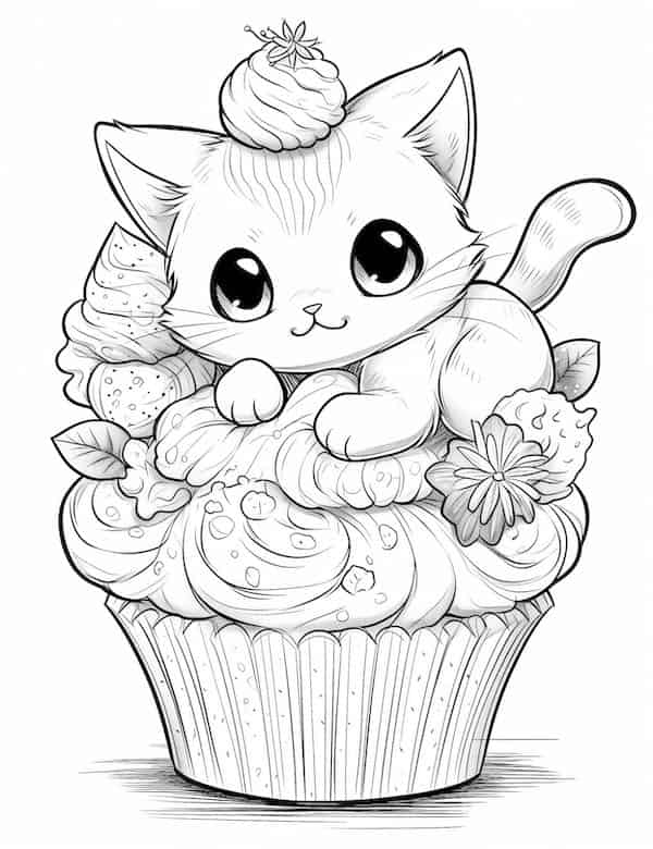 76 Cute Cat Coloring Pages For Kids and ...