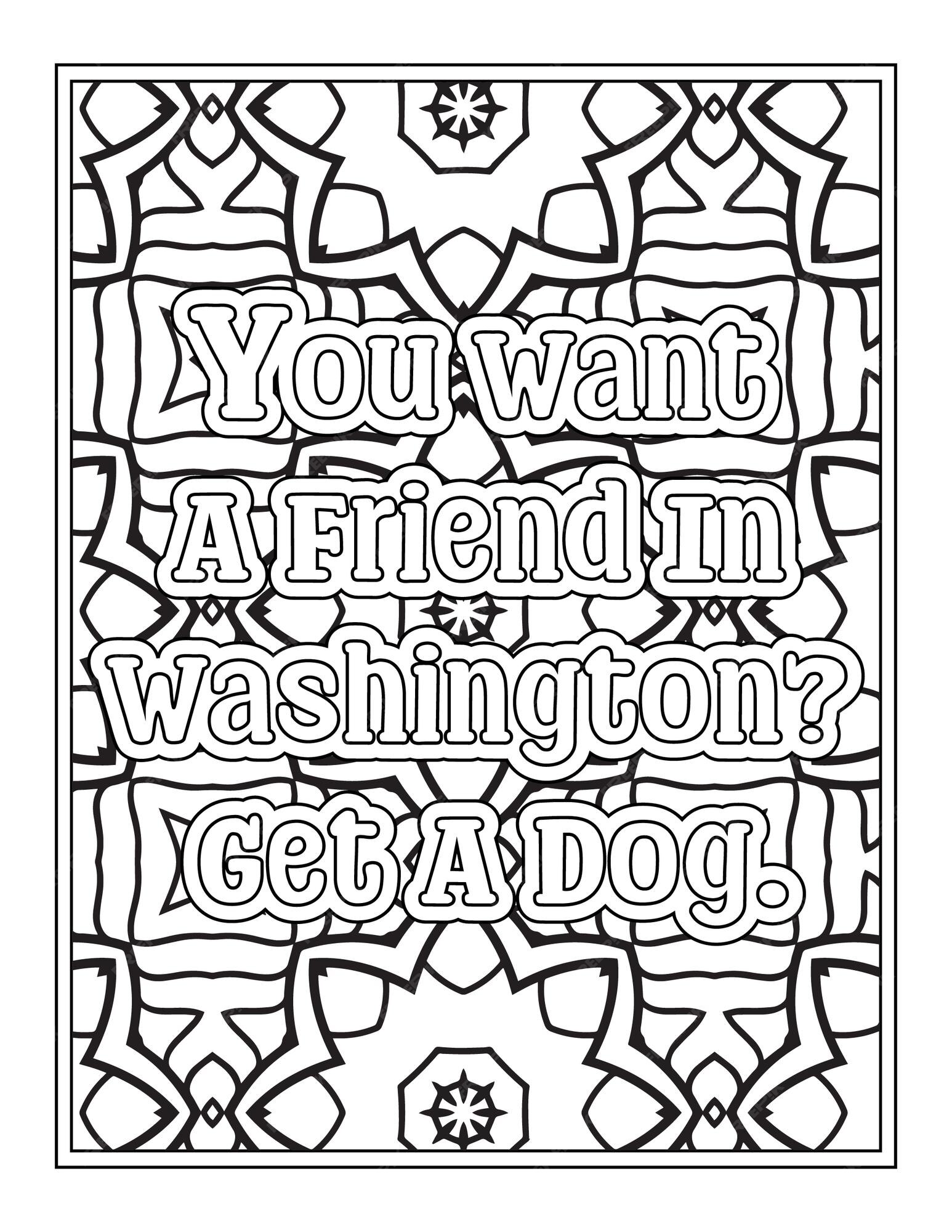 Premium Vector | Dog quotes coloring pages for kdp coloring pages
