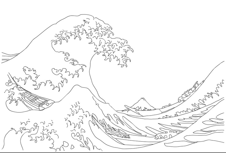 Hokusai, The Great Wave, 1823-29. Metropolitan Museum of Art, New York.. |  Hokusai great wave, Waves sketch, Outline art