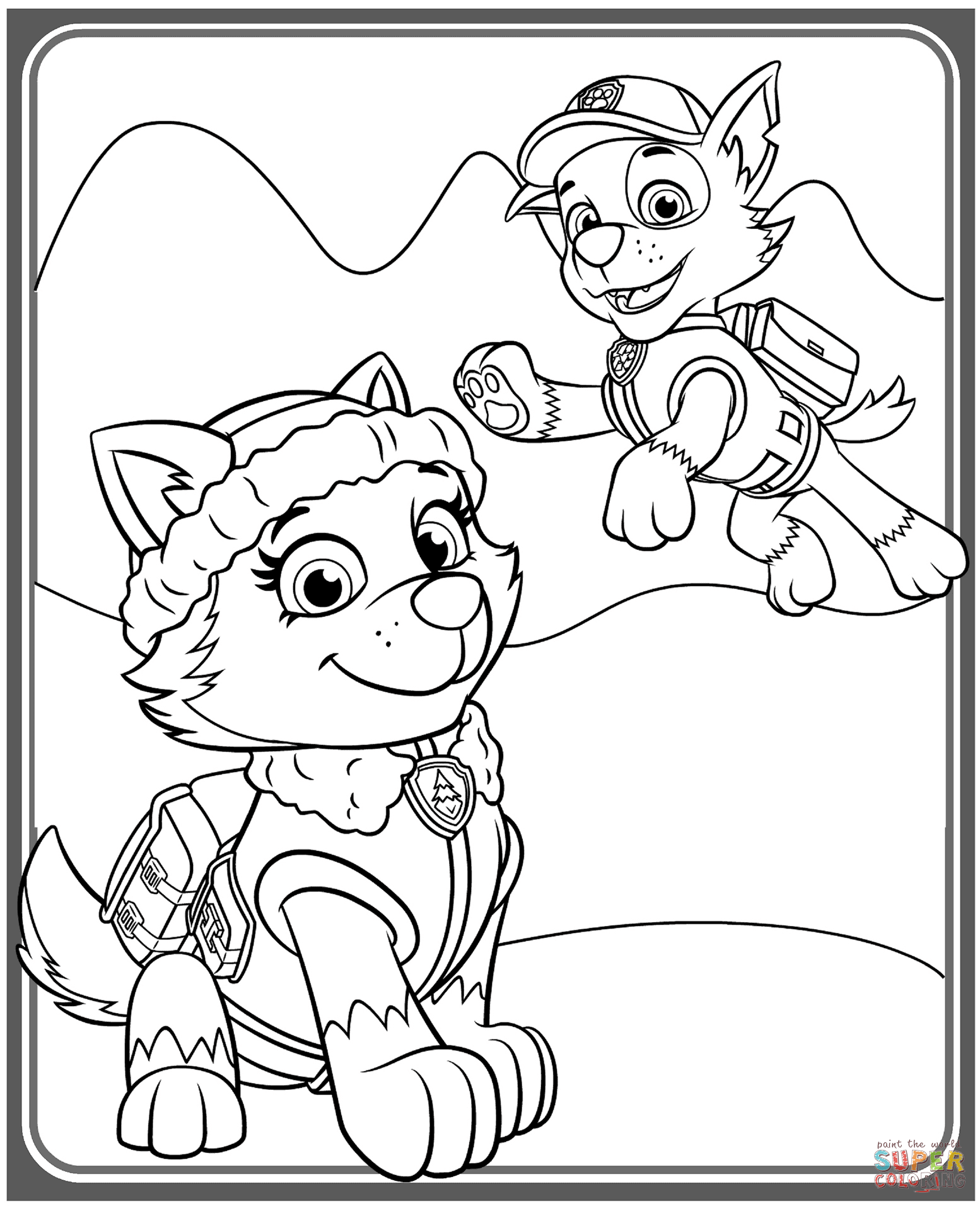 Everest and Rocky coloring page | Free Printable Coloring Pages