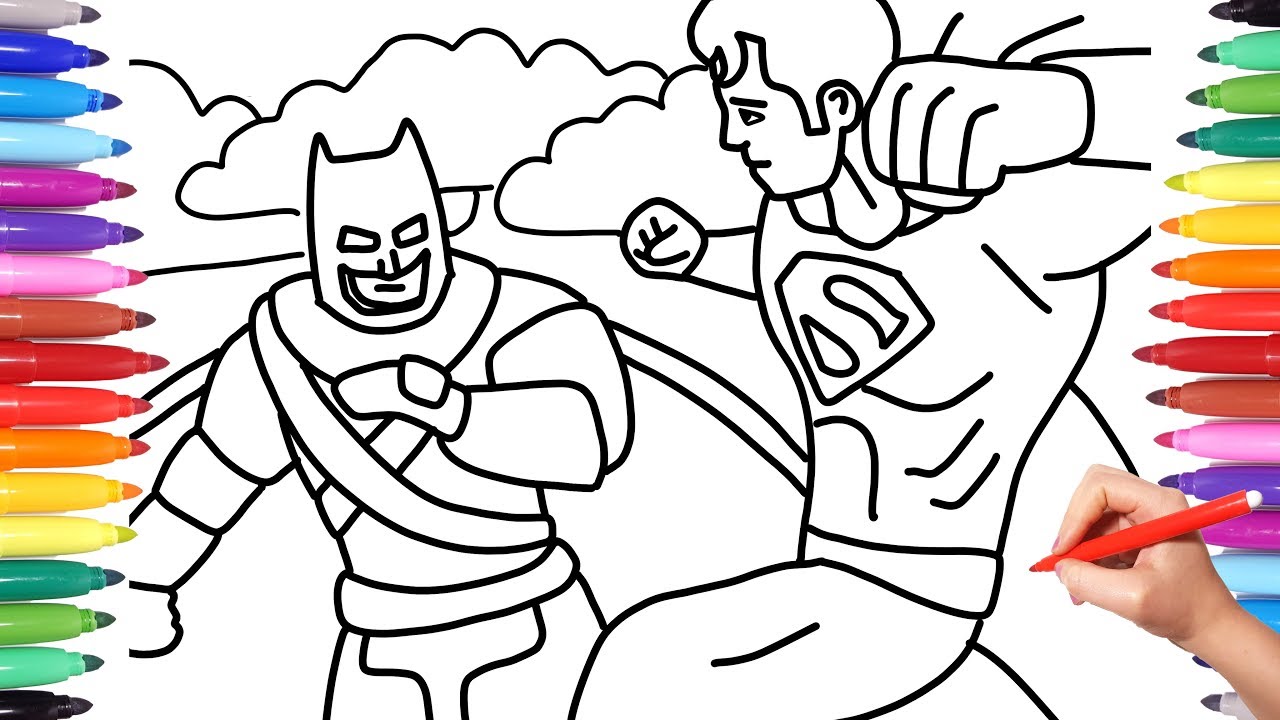 BATMAN AND SUPERMAN // JUSTICE LEAGUE // SUPERHEROES COLORING PAGES // HOW  TO DRAW - YouTube