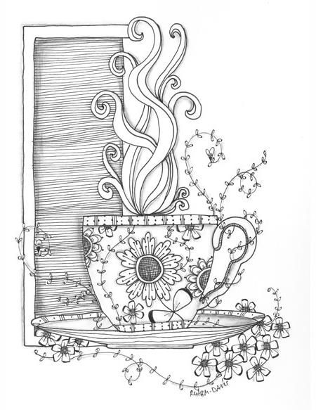 Coffee cup coloring page | Раскраски, Медитативные узоры, Книжка-раскраска